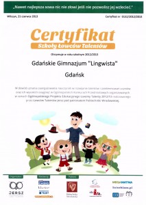 Certyfikat - Szkoła Łowców Talentów